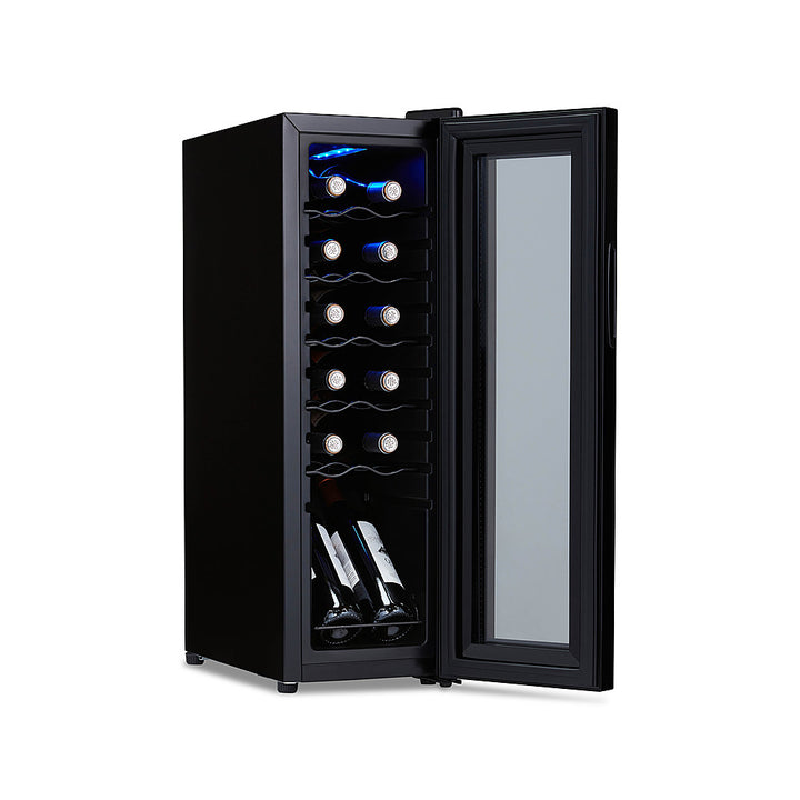 NewAir - 12-Bottle Wine Cooler with Mirrored Double-Layer Tempered Glass Door & Compressor Cooling, Digital Temperature Control - Black_8