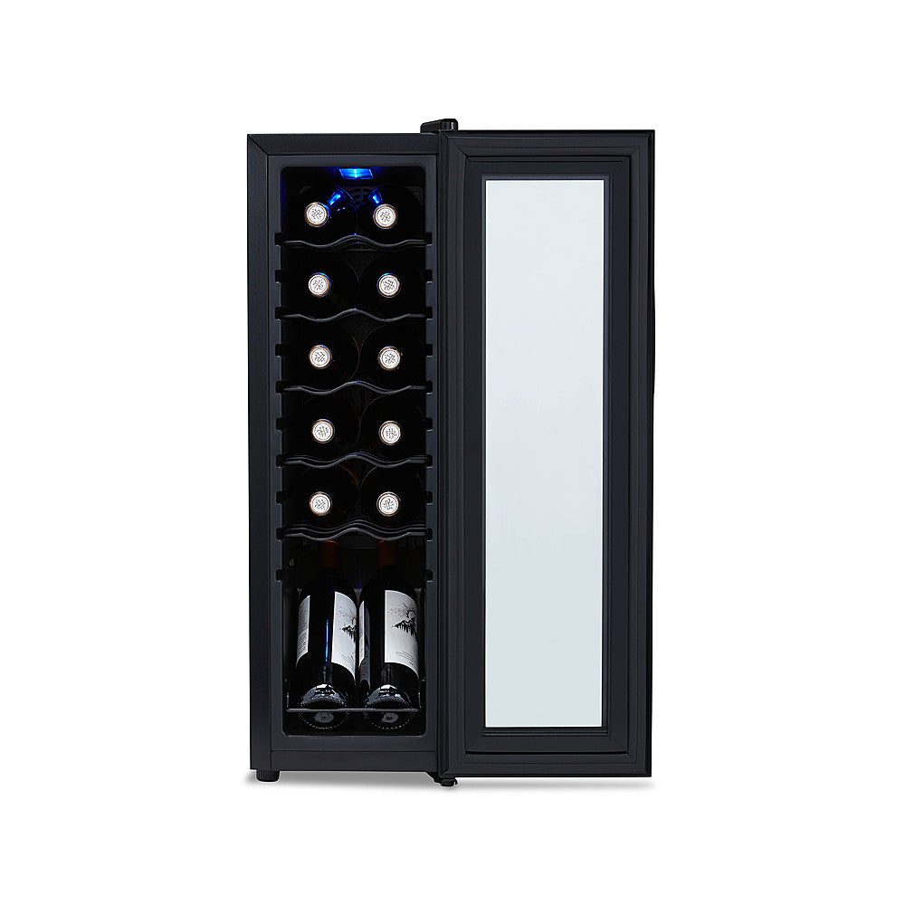 NewAir - 12-Bottle Wine Cooler with Mirrored Double-Layer Tempered Glass Door & Compressor Cooling, Digital Temperature Control - Black_7