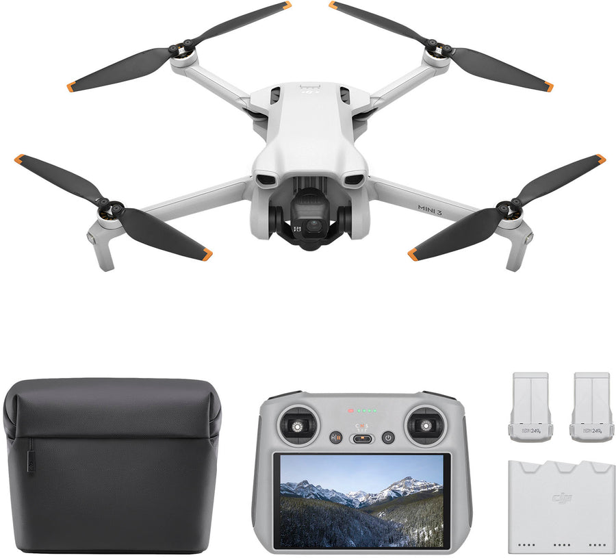 DJI - Mini 3 Fly More Combo Drone and Remote Control with Built-in Screen (DJI RC) - Gray_0