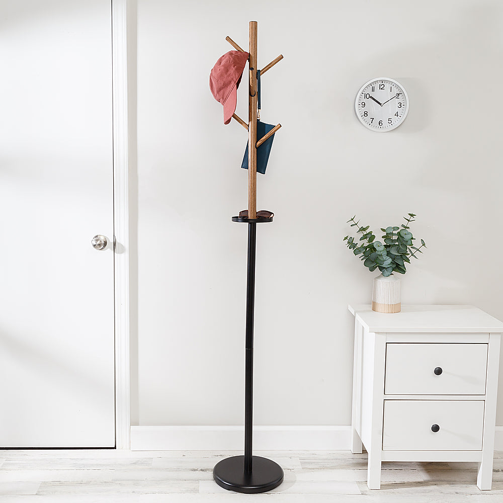 Honey-Can-Do - Freestanding Coat Rack with Tree Design and Accessory Tray - Black_3