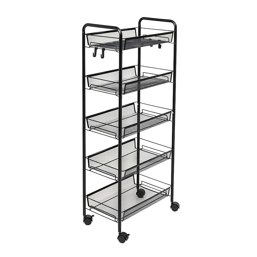 Honey-Can-Do - 5-Tier Rolling Storage Cart on Wheels - Black_0