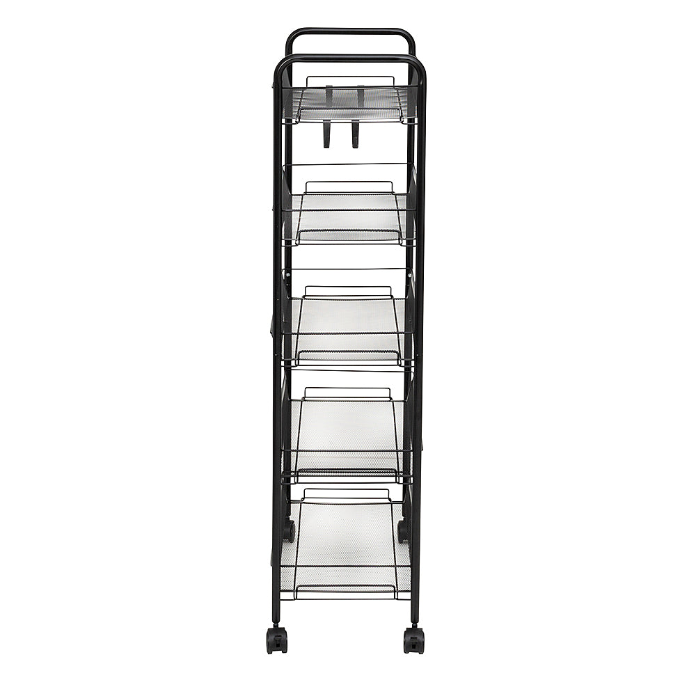 Honey-Can-Do - 5-Tier Rolling Storage Cart on Wheels - Black_6