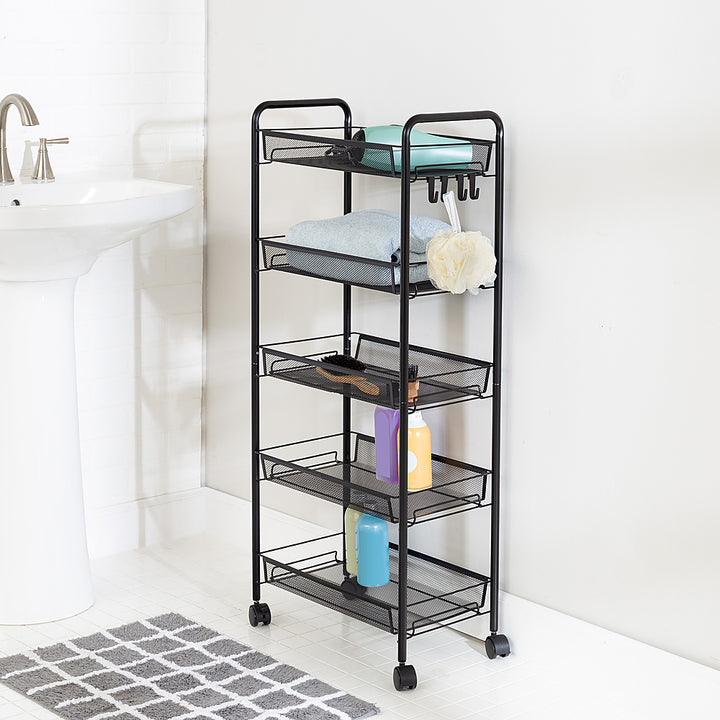 Honey-Can-Do - 5-Tier Rolling Storage Cart on Wheels - Black_2