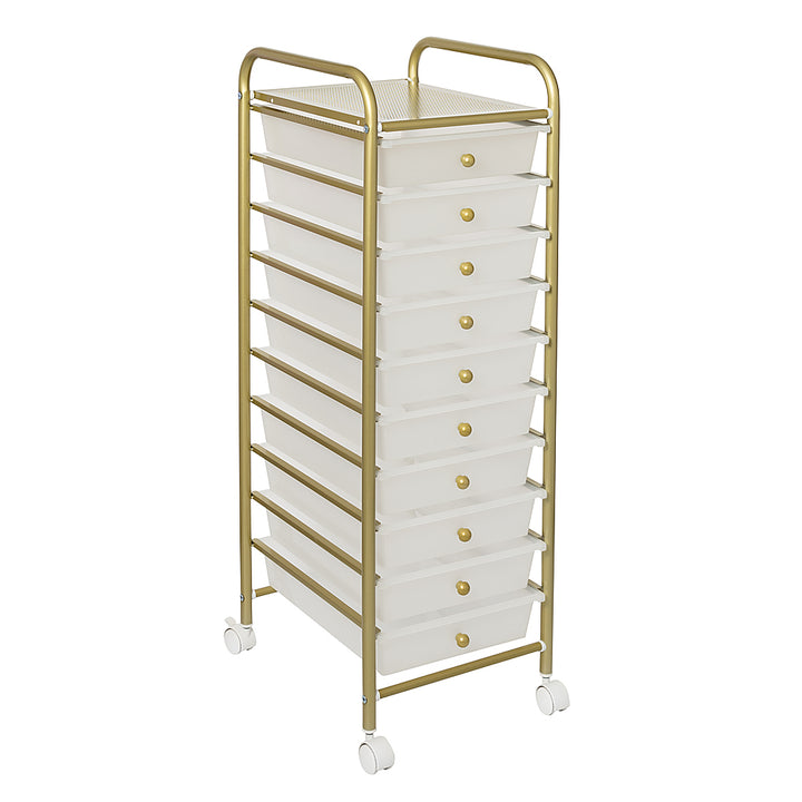 Honey-Can-Do - 10-Drawer Metal Rolling Storage Cart - Gold_0
