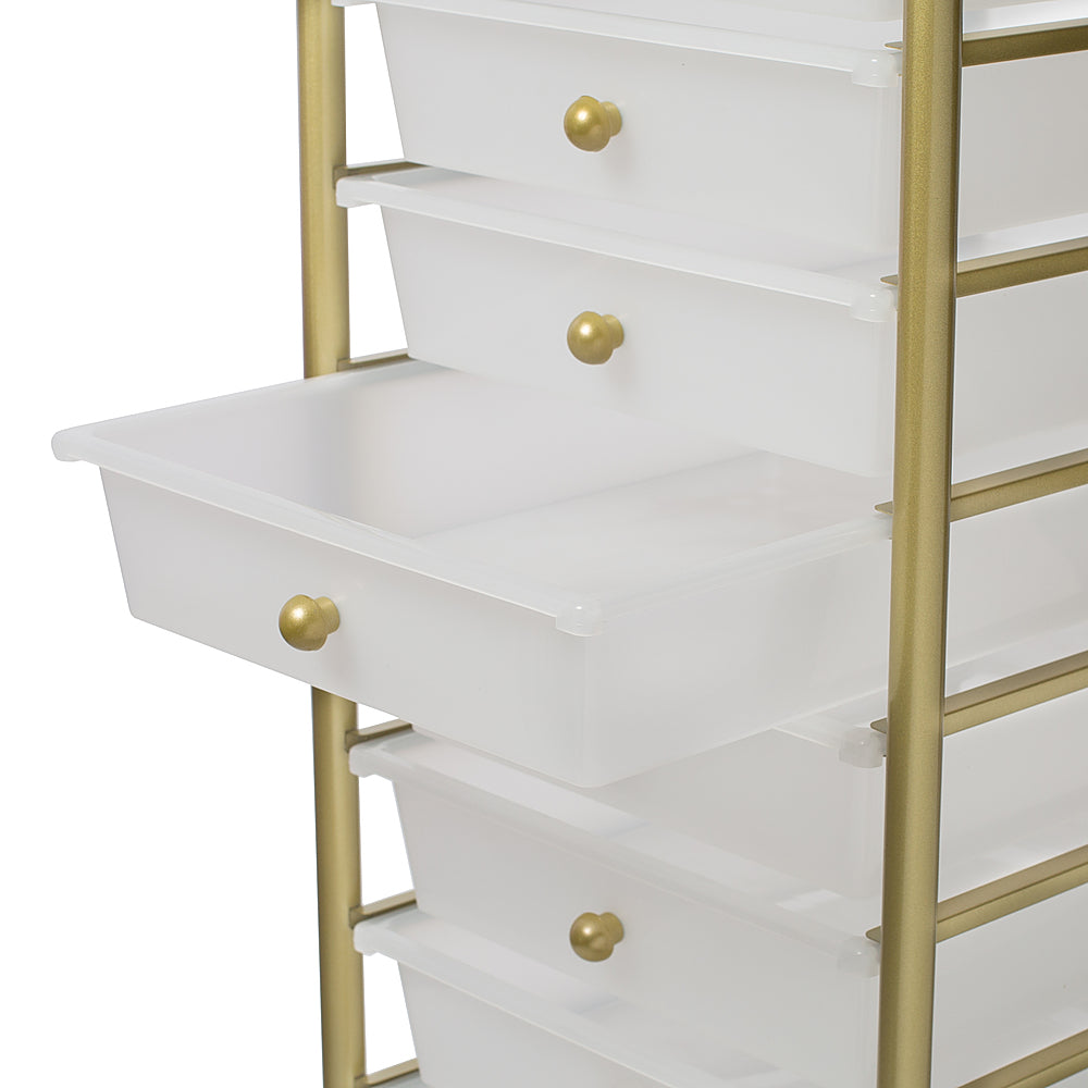 Honey-Can-Do - 10-Drawer Metal Rolling Storage Cart - Gold_5