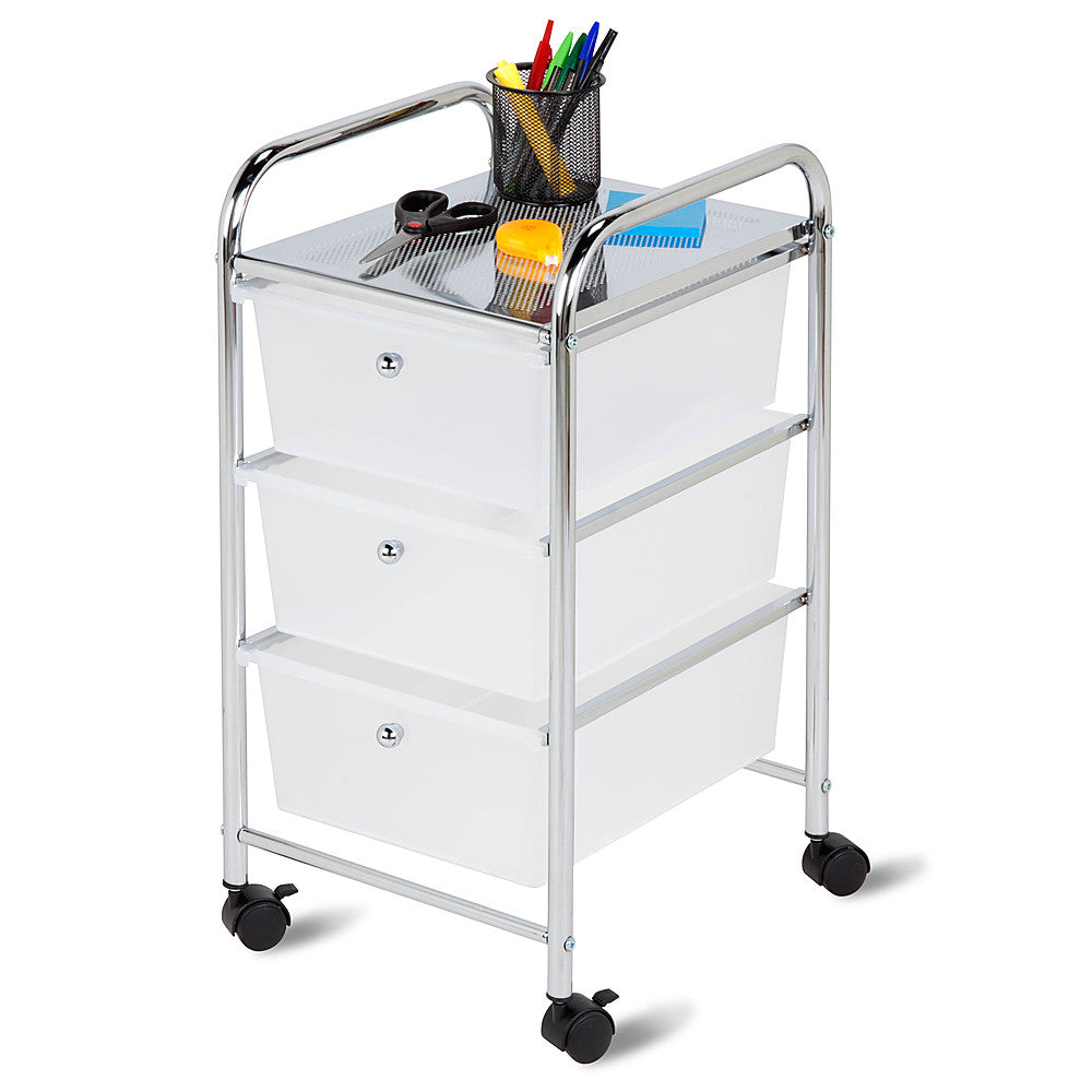 Honey-Can-Do - 3-Drawer Rolling Storage Cart - Chrome_1