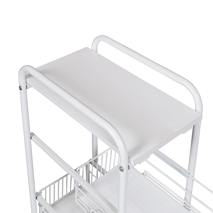 Honey-Can-Do - 4-Tier Slim Rolling Cart with Drawers - White_6