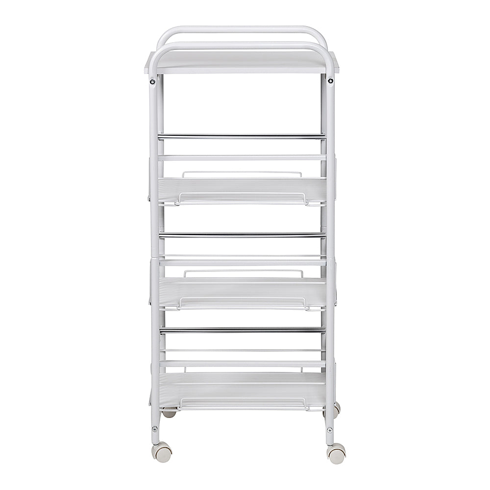 Honey-Can-Do - 4-Tier Slim Rolling Cart with Drawers - White_1