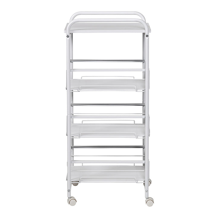 Honey-Can-Do - 4-Tier Slim Rolling Cart with Drawers - White_1