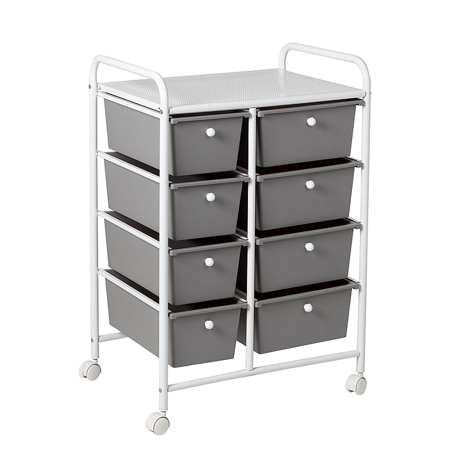 Honey-Can-Do - Metal Rolling Cart with 8 Plastic Storage Drawers - White/Gray_0