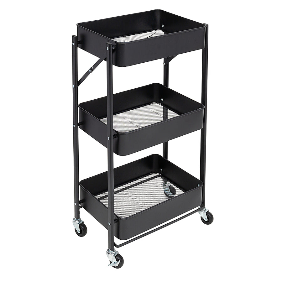 Honey-Can-Do - 3-Tier Metal Folding Cart with Wheels - Black_0