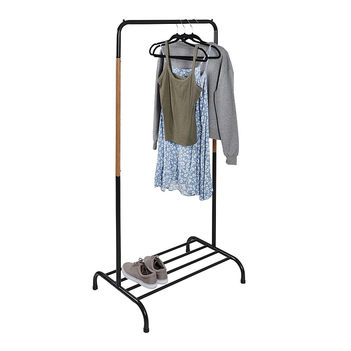 Honey-Can-Do - Single Garment Rack with Shoe Shelf and Hanging Bar - Black_3