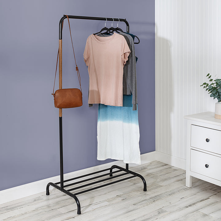 Honey-Can-Do - Single Garment Rack with Shoe Shelf and Hanging Bar - Black_4