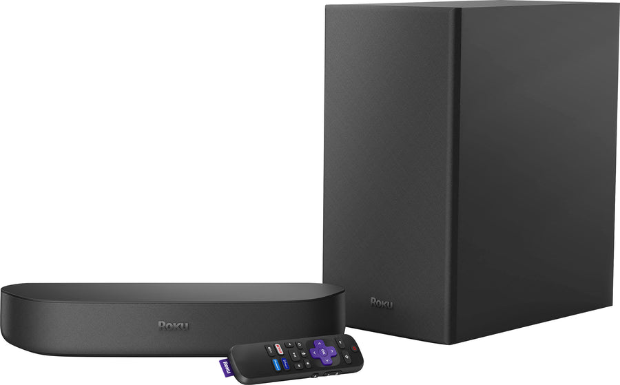 Roku - Streambar & Wireless Bass Streaming Media Player with Voice Remote and Subwoofer - Black_0