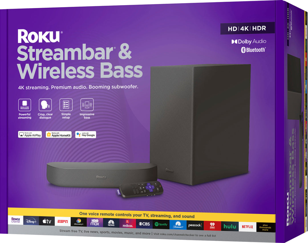 Roku - Streambar & Wireless Bass Streaming Media Player with Voice Remote and Subwoofer - Black_7