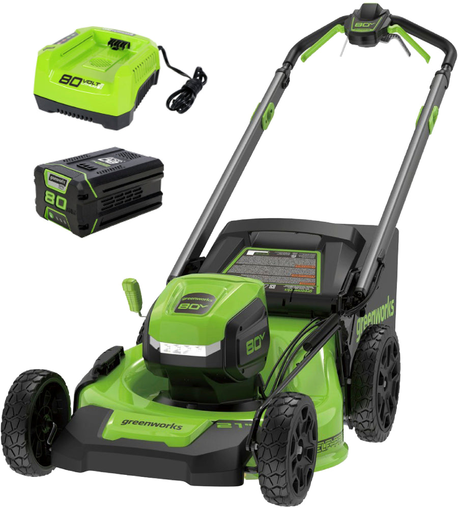 Greenworks - 80 Volt 21-Inch Self-Propelled Lawn Mower (1 x 4.0Ah Battery and 1 x Charger) - Green_0