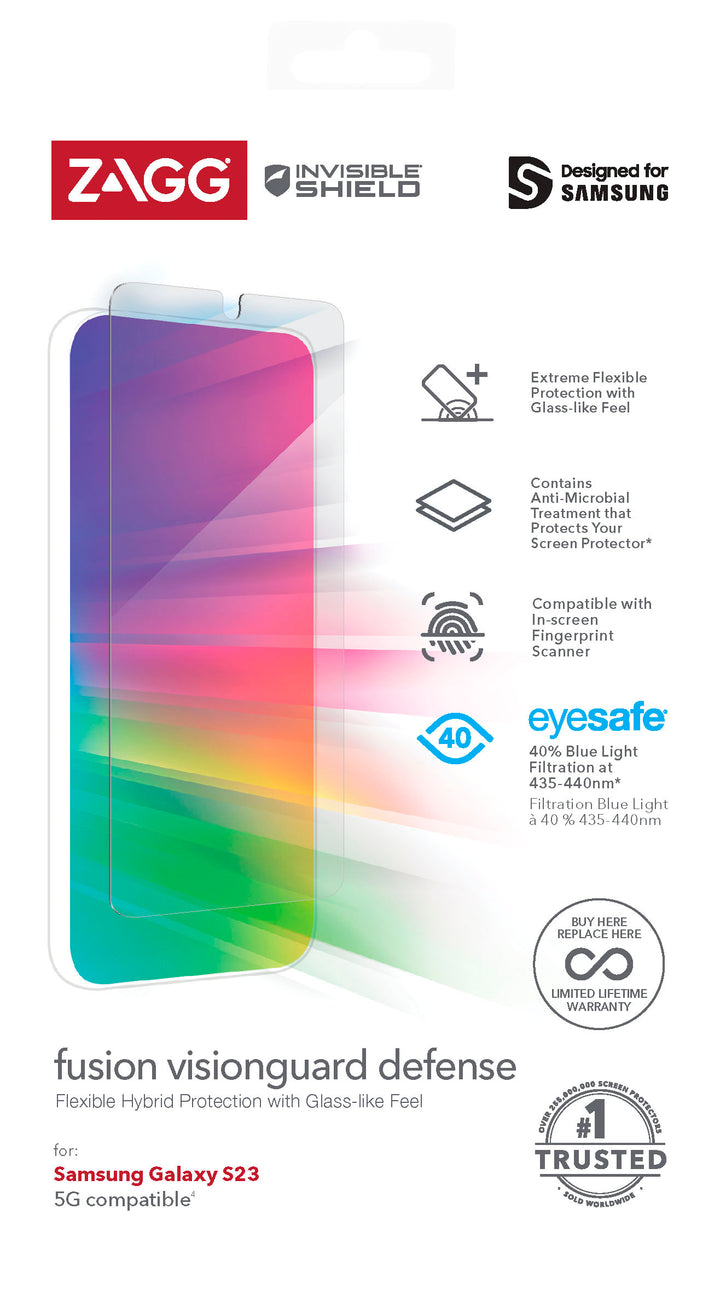 ZAGG - InvisibleShield Fusion VisionGuard Defense Flexible Blue Light Filtering Screen Protector for Samsung Galaxy S23_3