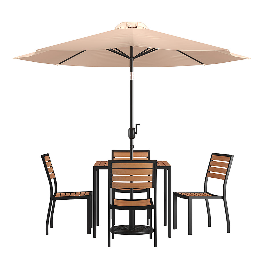 Flash Furniture - Lark Outdoor Square Modern  7 Piece Patio Set - Tan_0