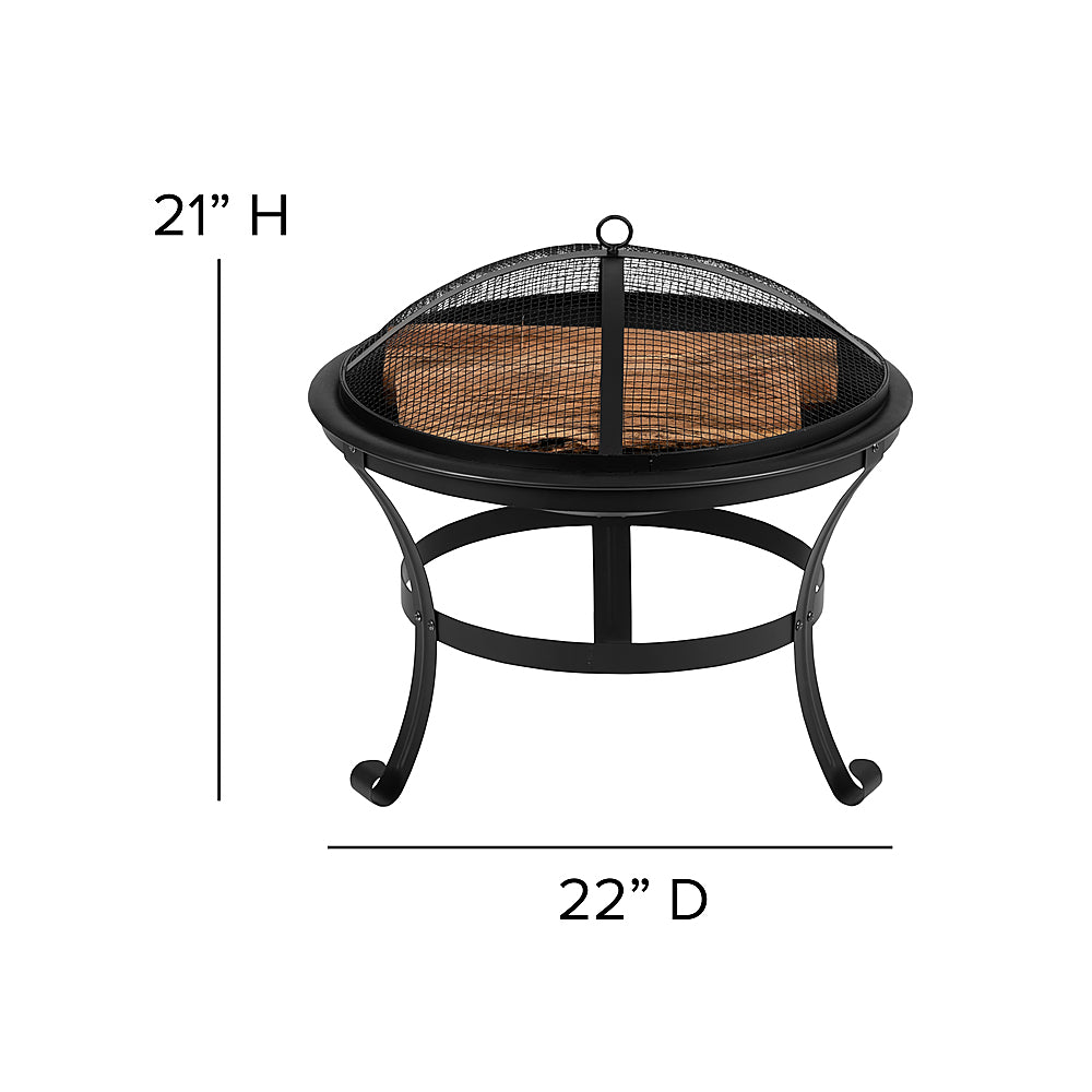 Flash Furniture - Savannah Rocking Patio Chairs and Fire Pit - Black_4