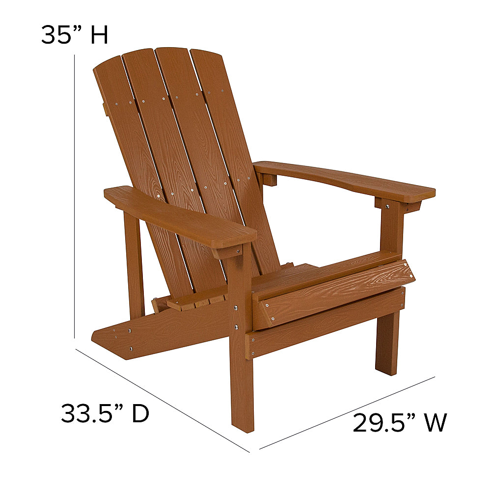 Flash Furniture - Charlestown Indoor/Outdoor Adirondack Style Side Table and 2 Chair Set in - Teak_6
