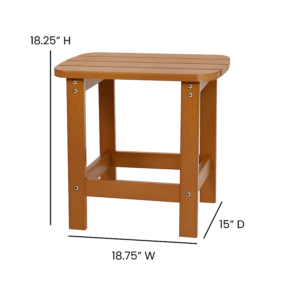 Flash Furniture - Charlestown Indoor/Outdoor Adirondack Style Side Table and 2 Chair Set in - Teak_4