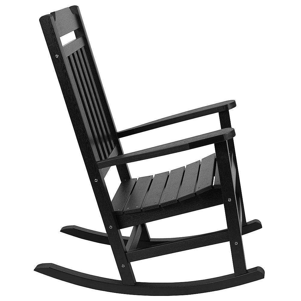 Flash Furniture - Winston Set of 2 Indoor/Outdoor Poly Resin Rocking Chairs with Side Table in - Black_4