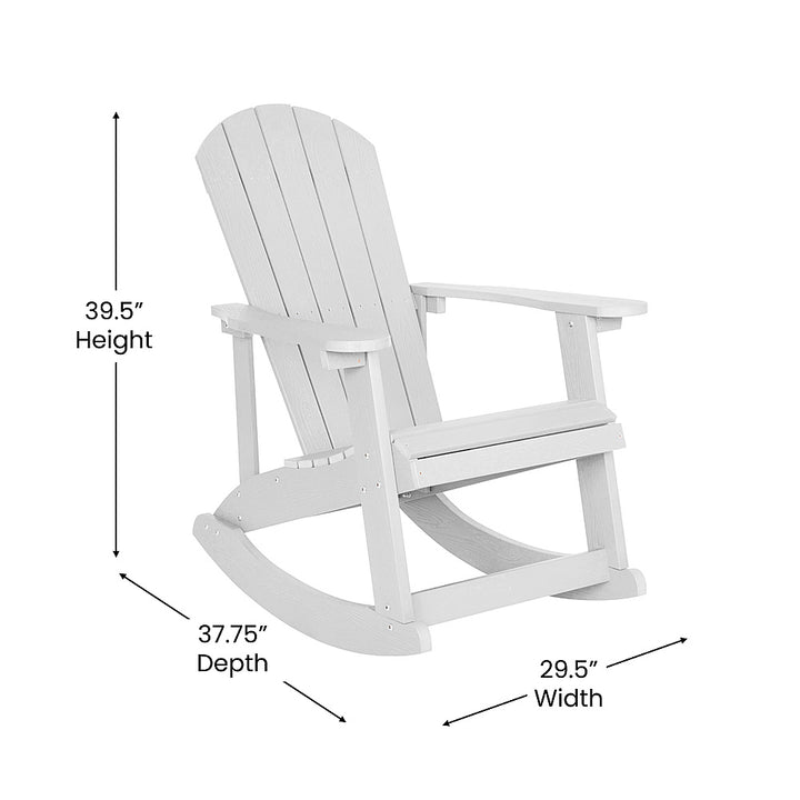 Flash Furniture - Savannah Set of 2 Poly Resin Adirondack Rocking Chairs in White & 22" Round Fire Pit - White_5
