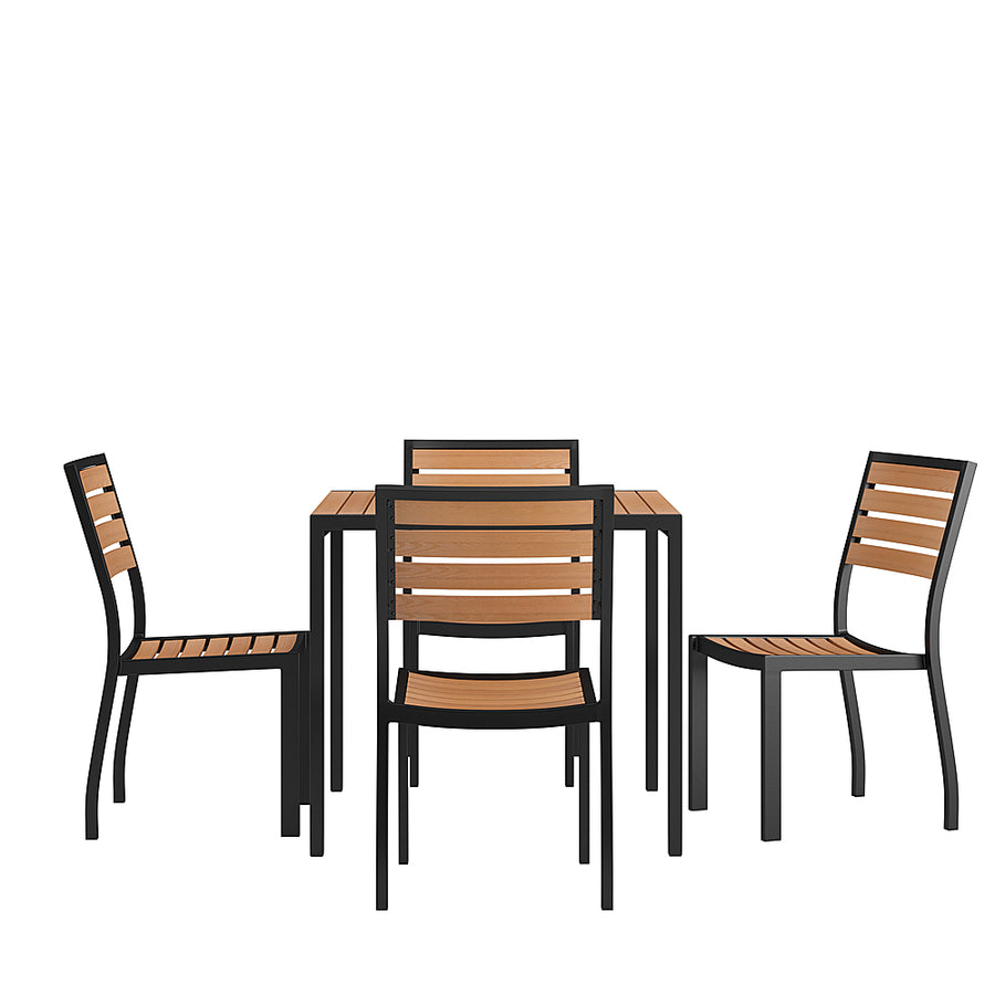 Flash Furniture - Lark Outdoor Square Modern  5 Piece Patio Set - Teak_0