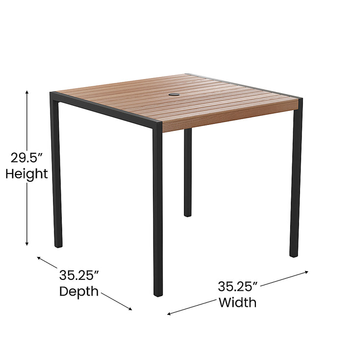 Flash Furniture - Lark Outdoor Square Modern  5 Piece Patio Set - Teak_6