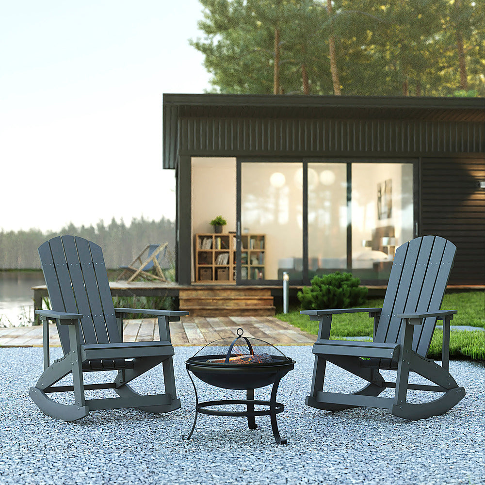 Flash Furniture - Savannah Rocking Patio Chairs and Fire Pit - Gray_6