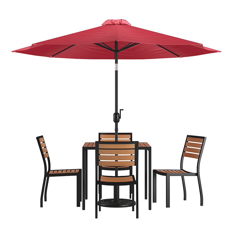 Flash Furniture - Lark Outdoor Square Modern  7 Piece Patio Set - Red_0
