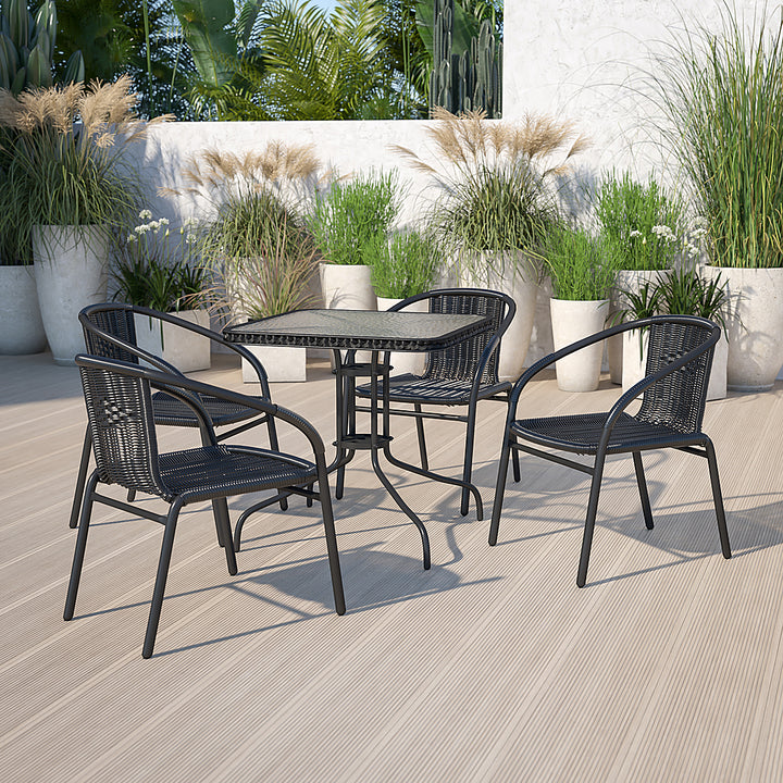 Flash Furniture - Barker Contemporary Patio Table - Clear Top/Black Rattan_5