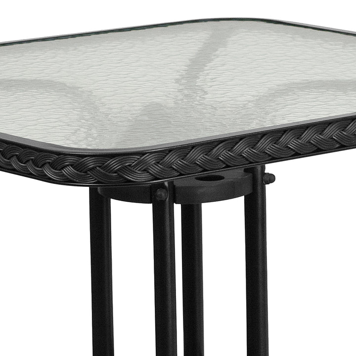 Flash Furniture - Barker Contemporary Patio Table - Clear Top/Black Rattan_3