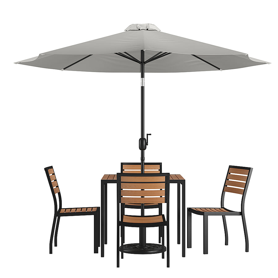 Flash Furniture - Lark Outdoor Square Modern  7 Piece Patio Set - Gray_0