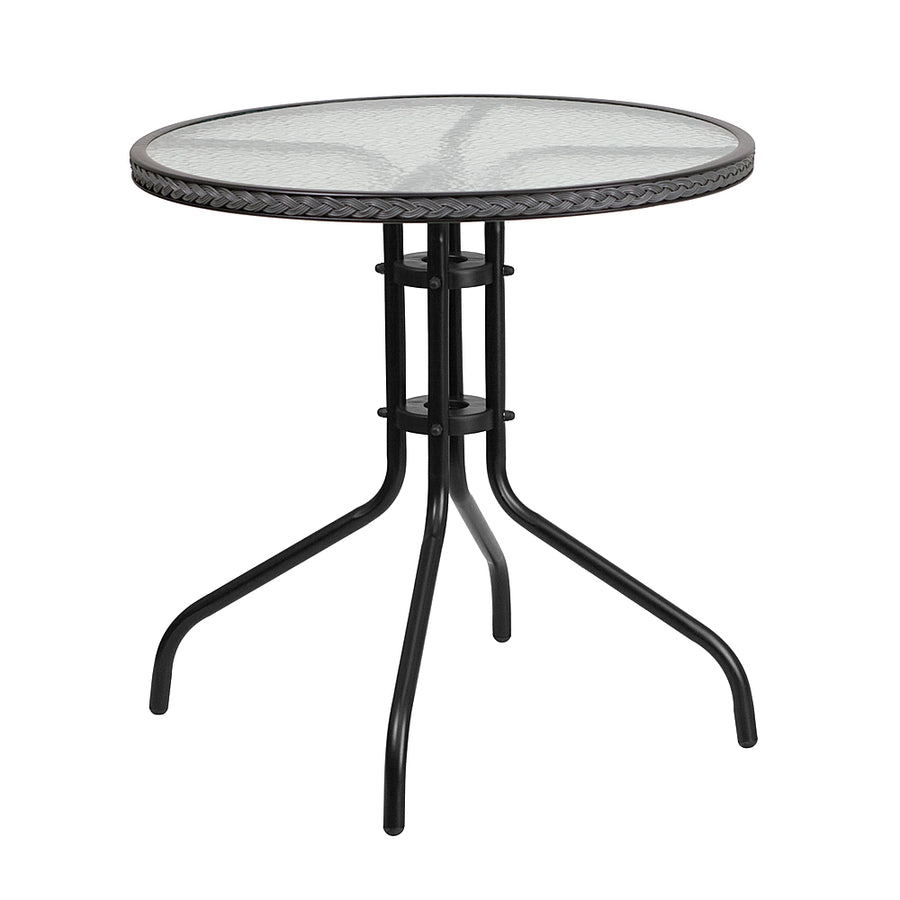 Flash Furniture - Barker Contemporary Patio Table - Clear Top/Gray Rattan_0