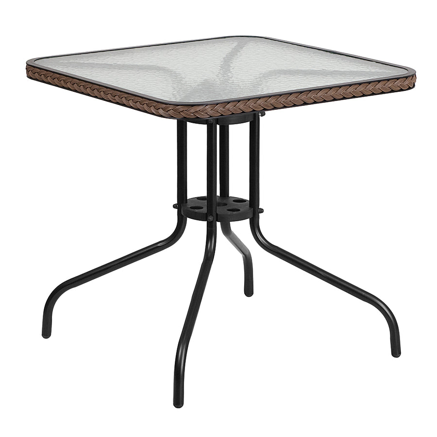 Flash Furniture - Barker Contemporary Patio Table - Clear Top/Dark Brown Rattan_0