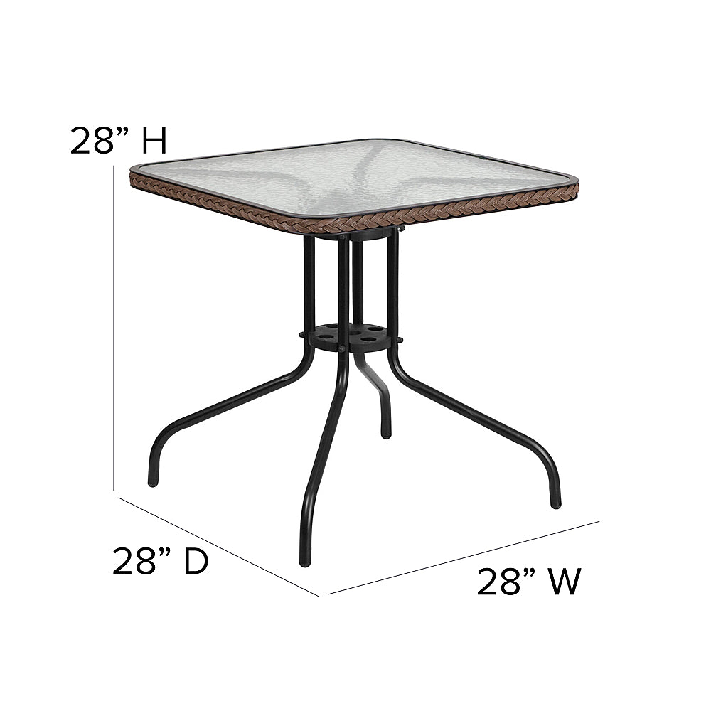 Flash Furniture - Barker Contemporary Patio Table - Clear Top/Dark Brown Rattan_1