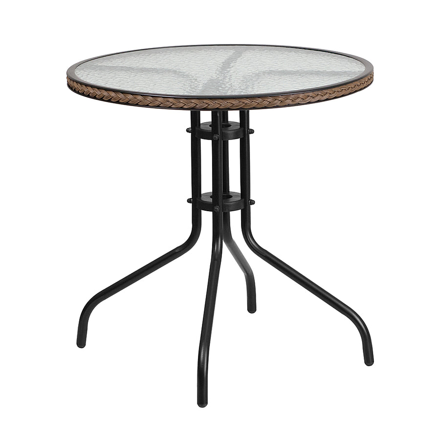 Flash Furniture - Barker Contemporary Patio Table - Clear Top/Dark Brown Rattan_0