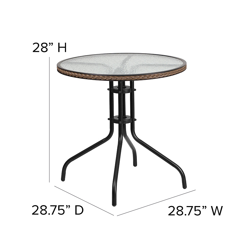 Flash Furniture - Barker Contemporary Patio Table - Clear Top/Dark Brown Rattan_1