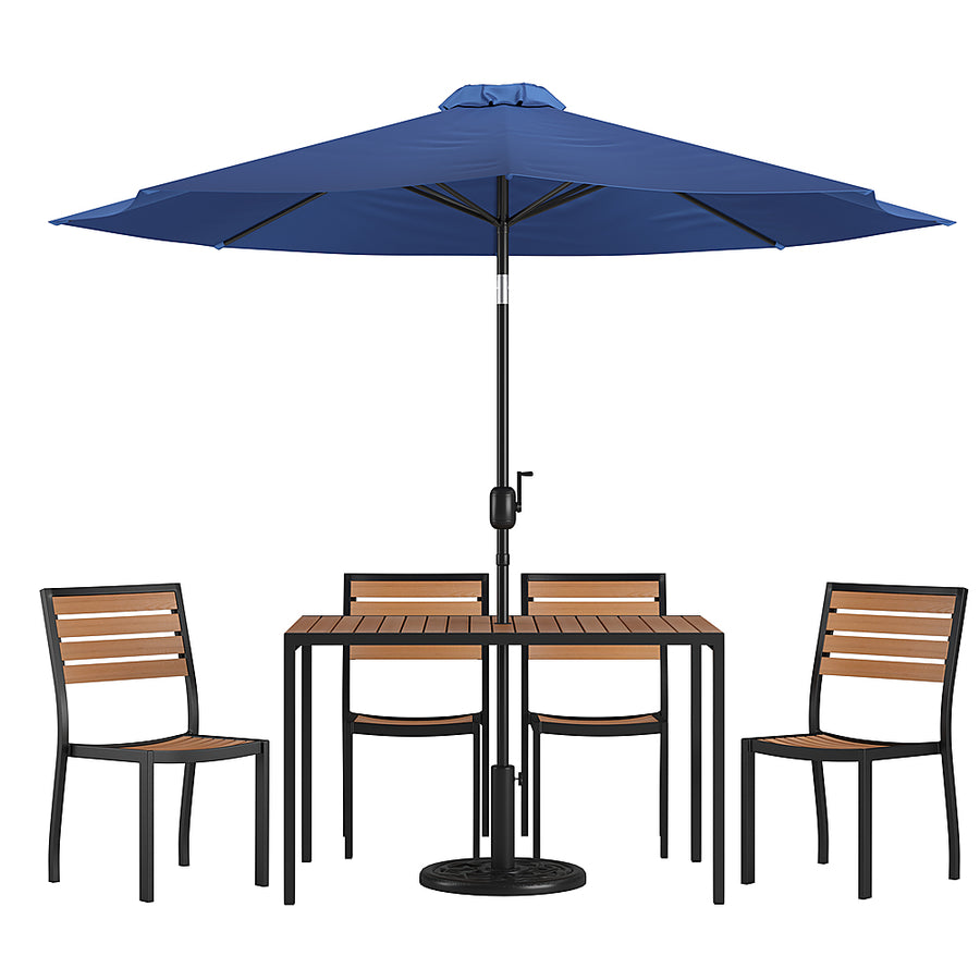 Flash Furniture - Lark Outdoor Rectangle Modern  7 Piece Patio Set - Navy_0