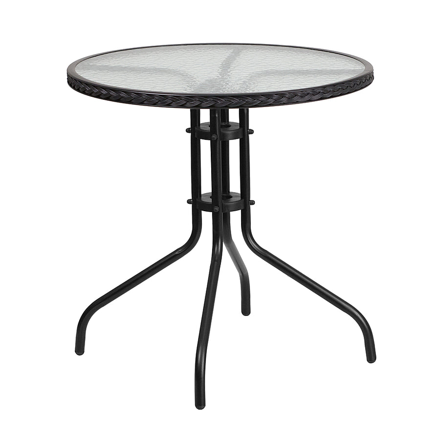 Flash Furniture - Barker Contemporary Patio Table - Clear Top/Black Rattan_0