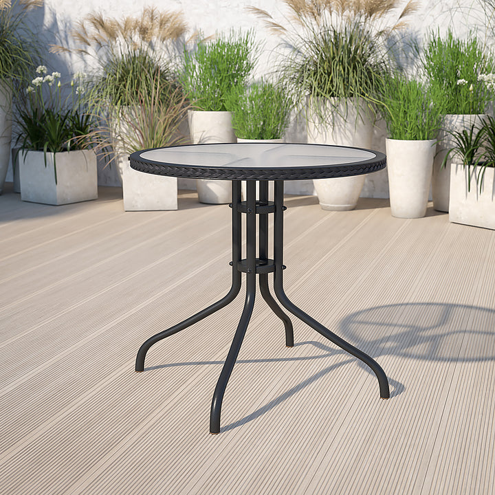 Flash Furniture - Barker Contemporary Patio Table - Clear Top/Black Rattan_5