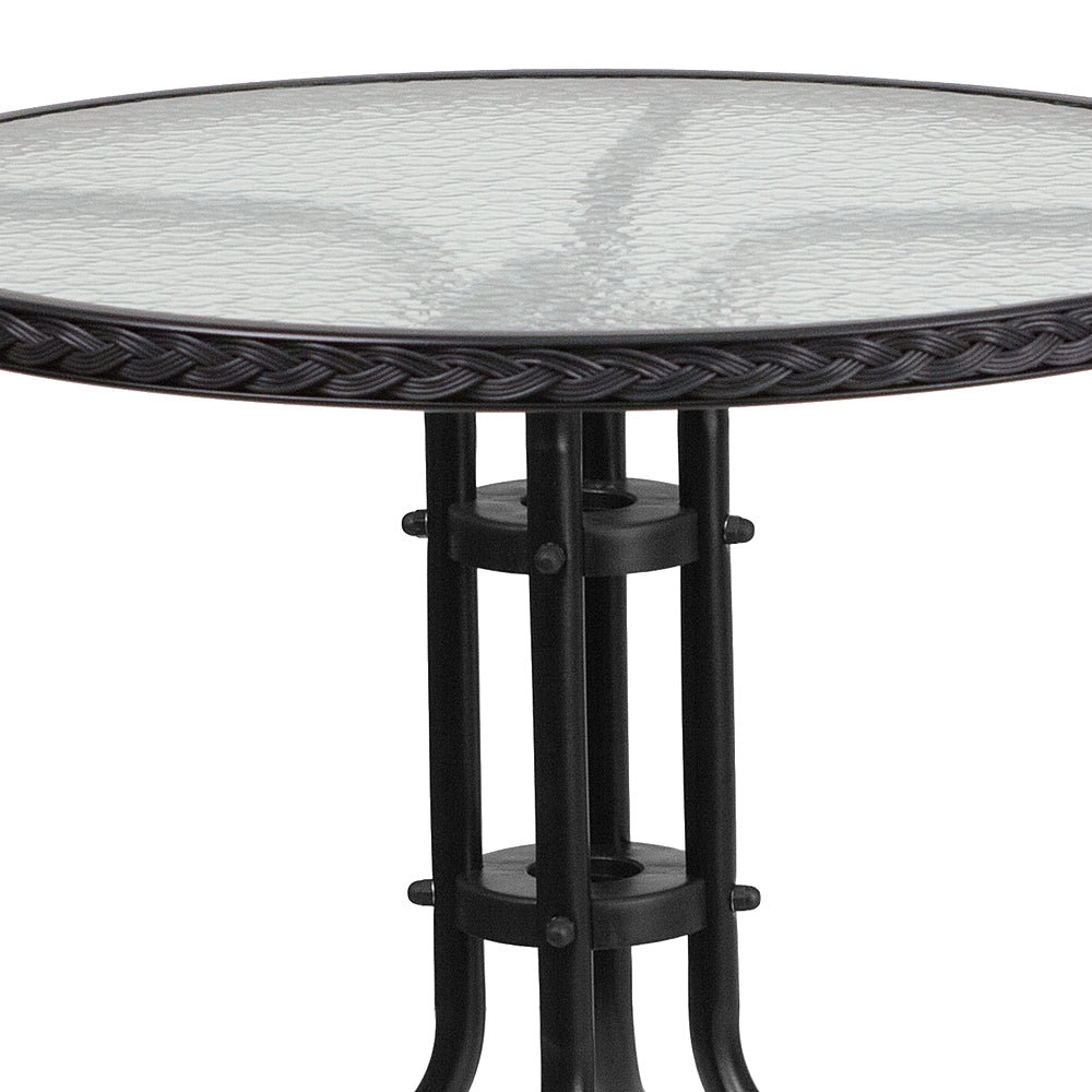 Flash Furniture - Barker Contemporary Patio Table - Clear Top/Black Rattan_3