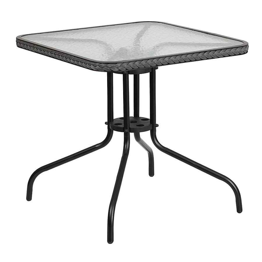 Flash Furniture - Barker Contemporary Patio Table - Clear Top/Gray Rattan_0
