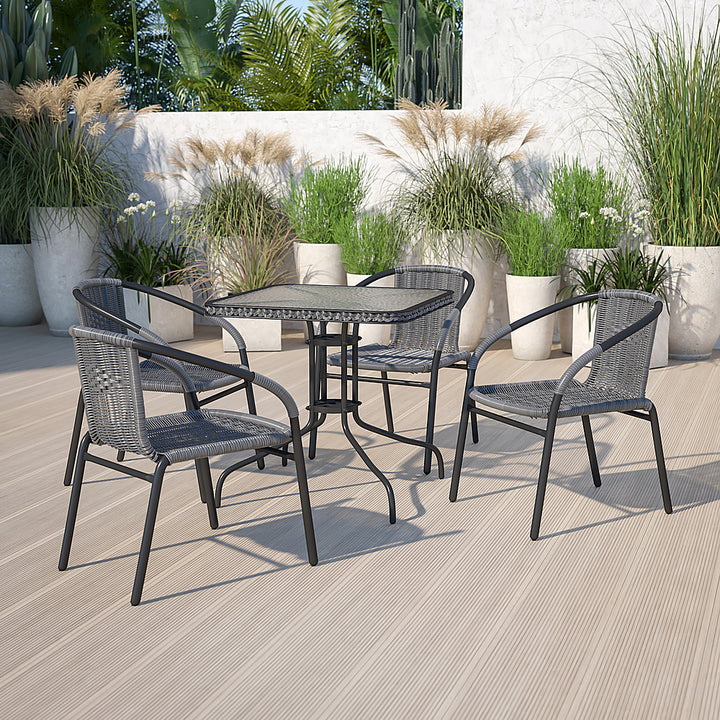 Flash Furniture - Barker Contemporary Patio Table - Clear Top/Gray Rattan_5