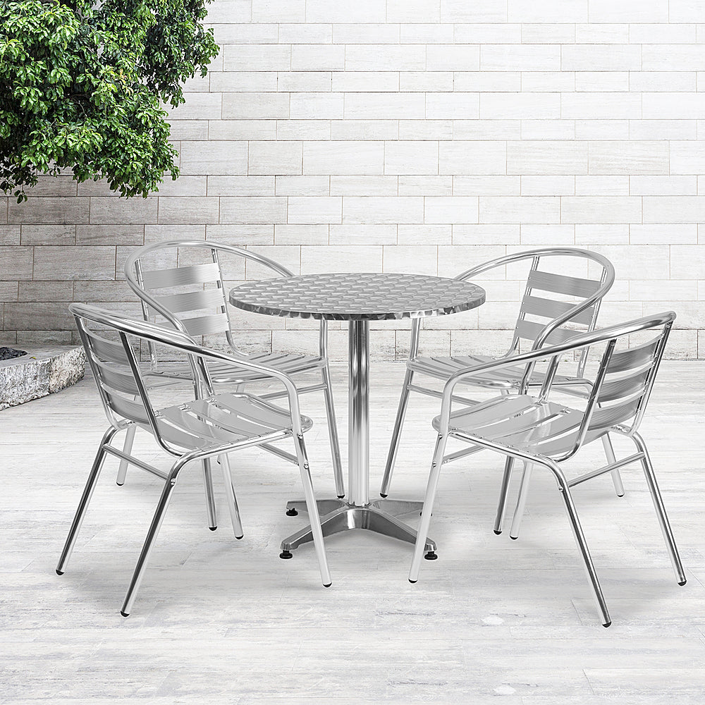 Flash Furniture - Lila Outdoor Round Contemporary 5 Piece Patio Set - Aluminum_1