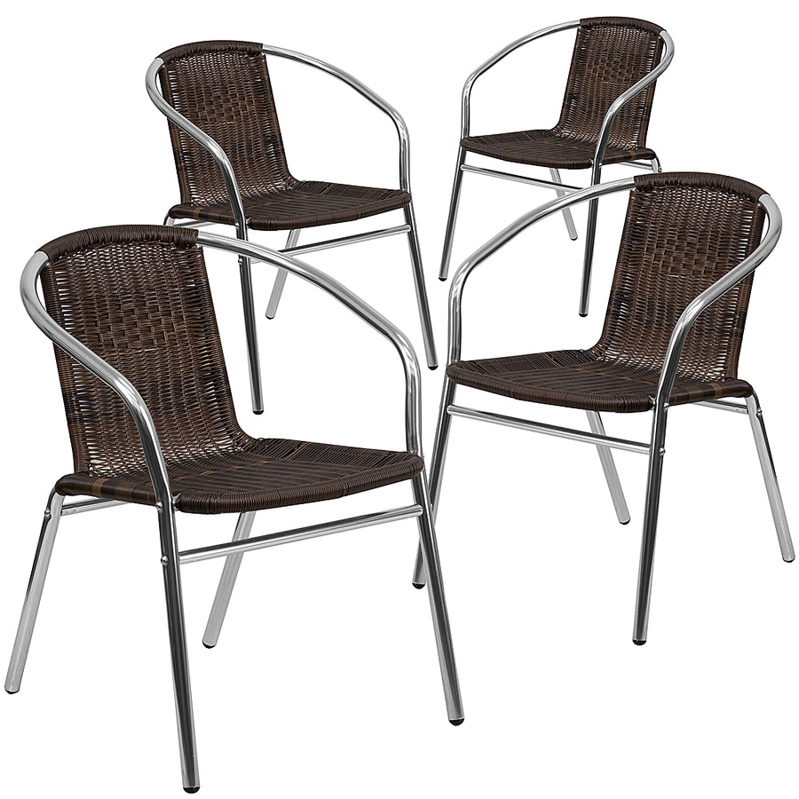 Flash Furniture - Lila Patio Chair (set of 4) - Aluminum and Dark Brown_0