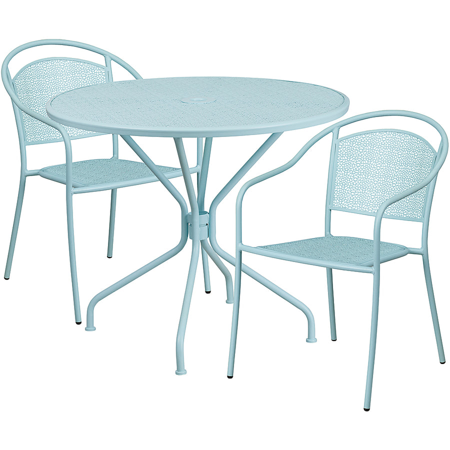 Flash Furniture - Oia Outdoor Round Contemporary Metal 3 Piece Patio Set - Sky Blue_0
