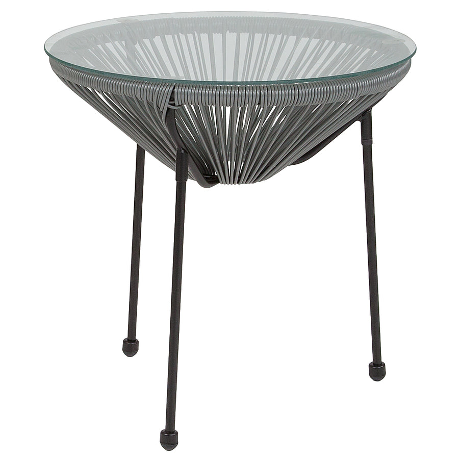 Flash Furniture - Valencia Round Contemporary Glass Rattan Table - Grey_0
