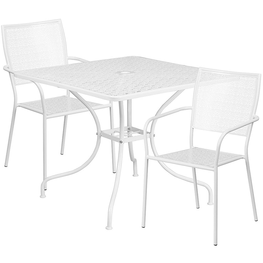 Flash Furniture - Oia Outdoor Square Contemporary Metal 3 Piece Patio Set - White_0